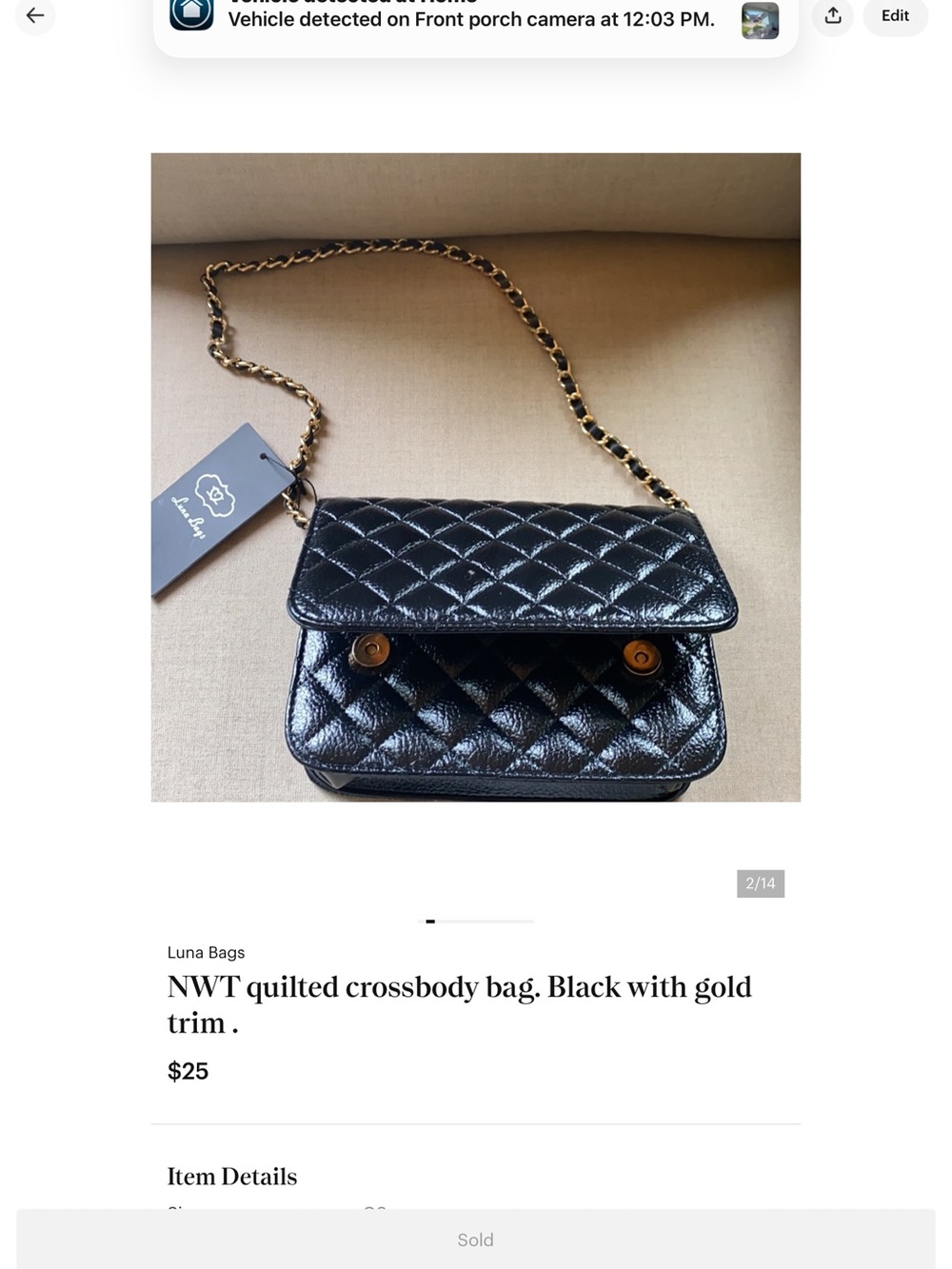 NWT Quilted Black Women's Crossbody Clutch - Unbranded